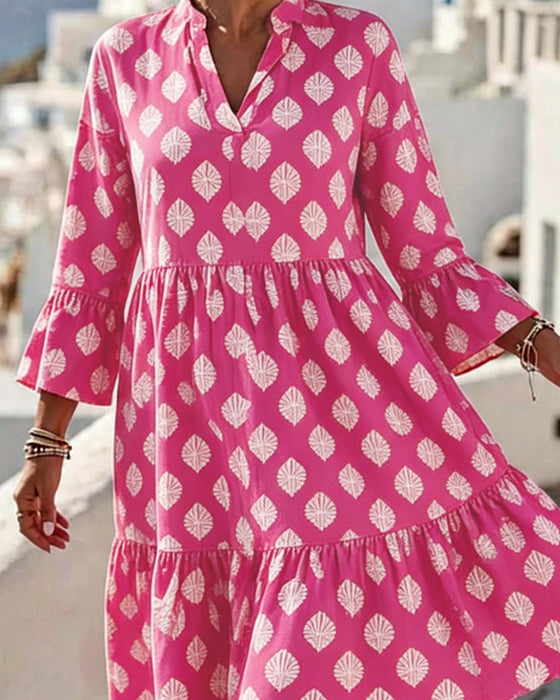 Robe Col V Imprimé