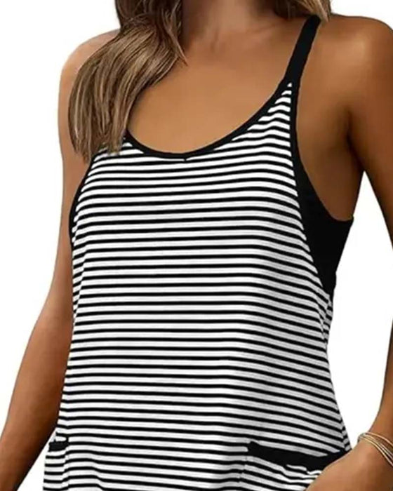 Combinaisons Rayées Sans Manches Camisole Décontractée