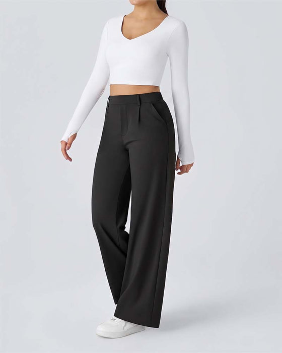 Pantalon Droit En Couleur Unie Avec Tombant Pour Costume