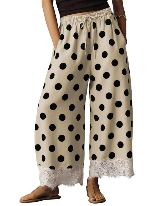 Pantalon Grand Pois Dentelle Capri