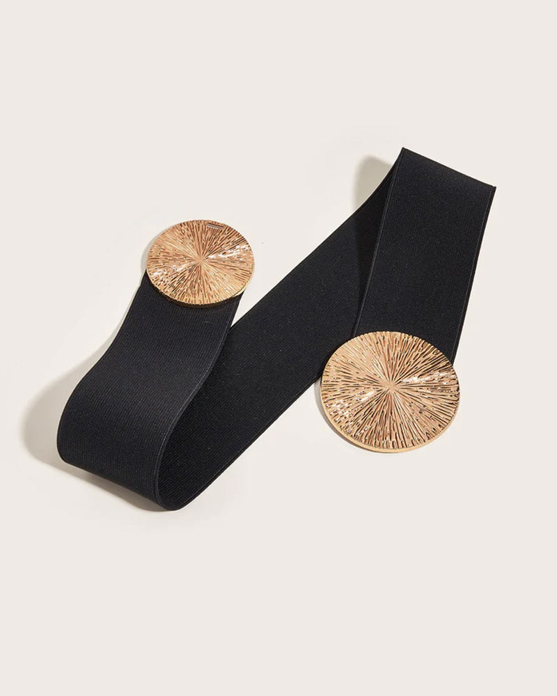 Ceinture Vintage Élastique Pour Femme Avec Boucle Dorée