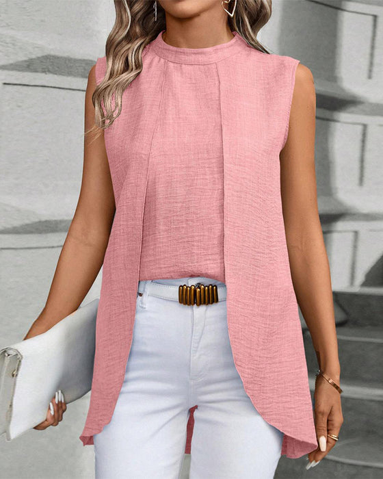 Haut sans manches élégant de couleur unie