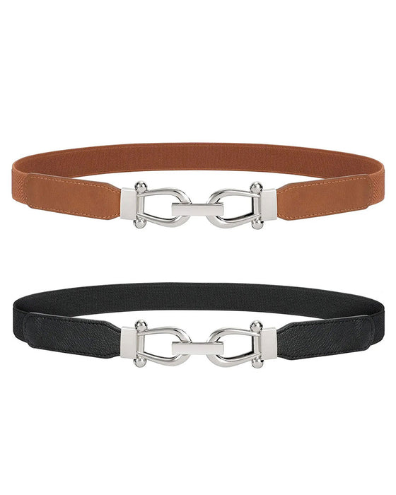 Ceinture Taille Stretch Pour Femme Ceinture Élastique Rétro Fine Avec Boucle Dorée
