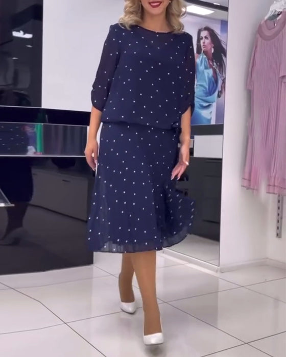 Robe décontractée à pois et col rond