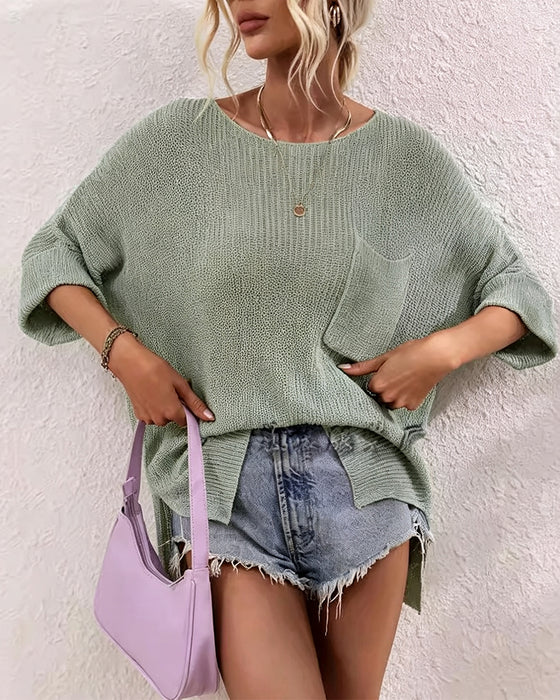 Pullover Uni Avec Poche