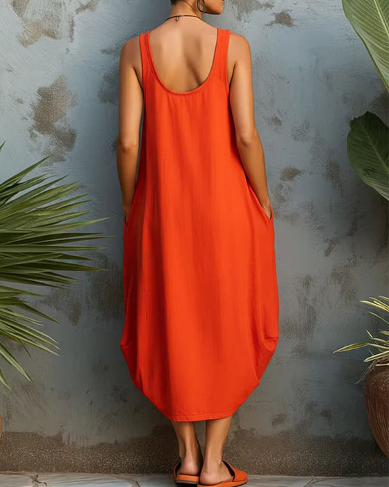 Robe Décontractée Imprimée Sans Manches Longue