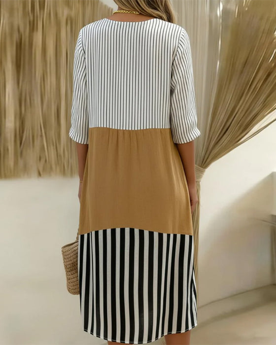 Robe Bloc De Couleur Rayé
