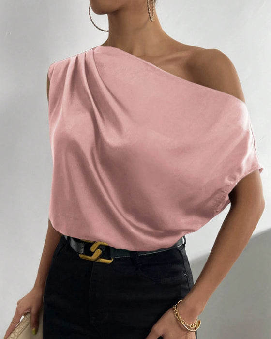 Blouse Unie Hors Épaule Sans Manches