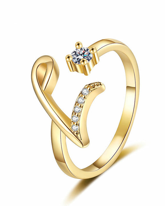 Bague Réglable Scintillante Avec Initiale Pour Femmes