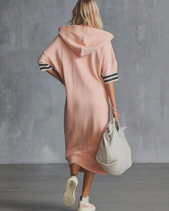 Robe Manches Courtes Capuche Sweat-Shirt