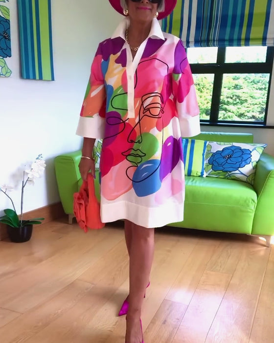 Robe à imprimé portrait couleur revers