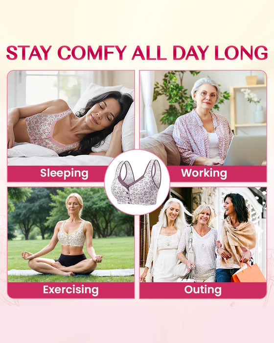 Soutien-Gorge Bouton Avant Confortable Sans Fils Soulèvement