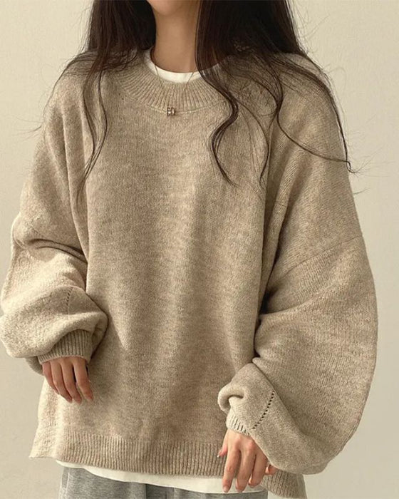 Pull Col Rond Côté Fente