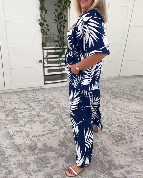 Maillot De Bain Trois Pièces Imprimé Hawaïen