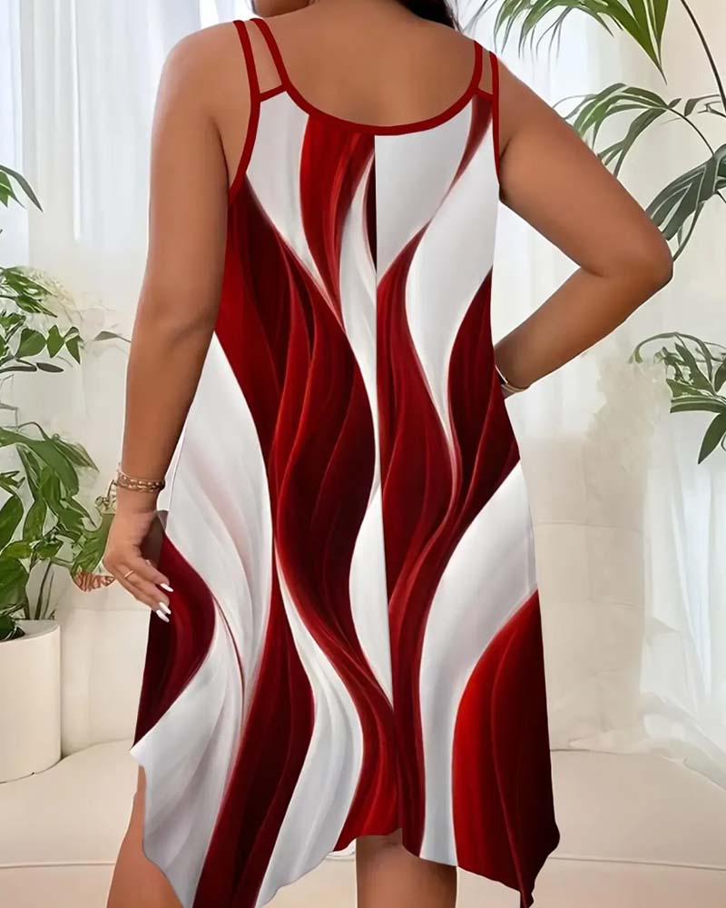 Robe Bloc De Couleur Ondulé Camisole