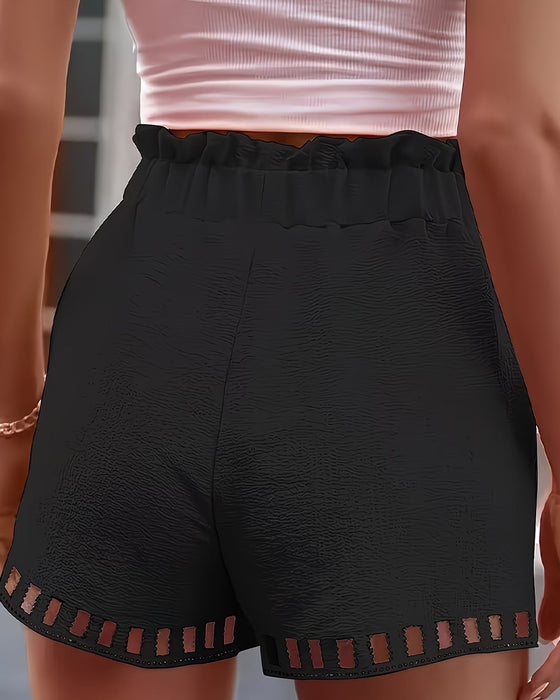 Shorts Dentelle Ajourée Taille Élastique