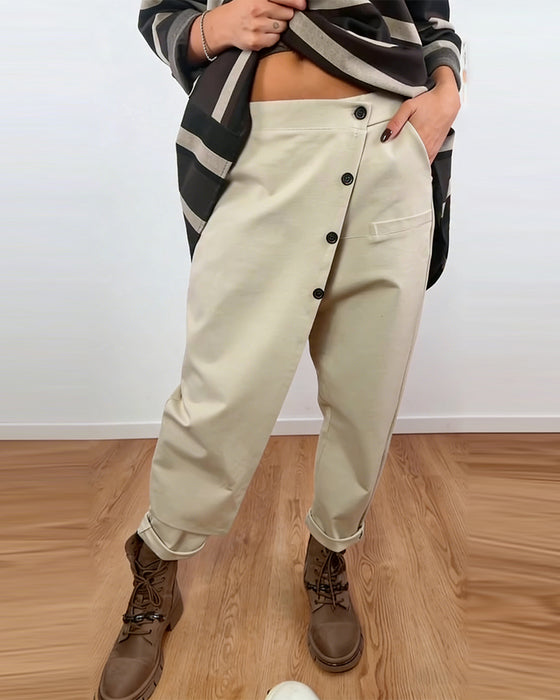 Pantalon Style Designer Coupe Irrégulière Carotte