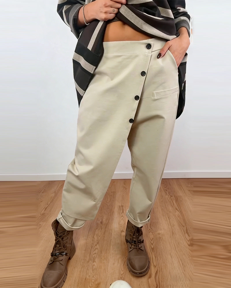 Pantalon Style Designer Coupe Irrégulière Carotte