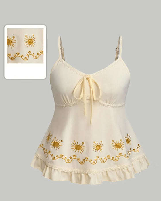 Haut Femme Fleurs Brodé