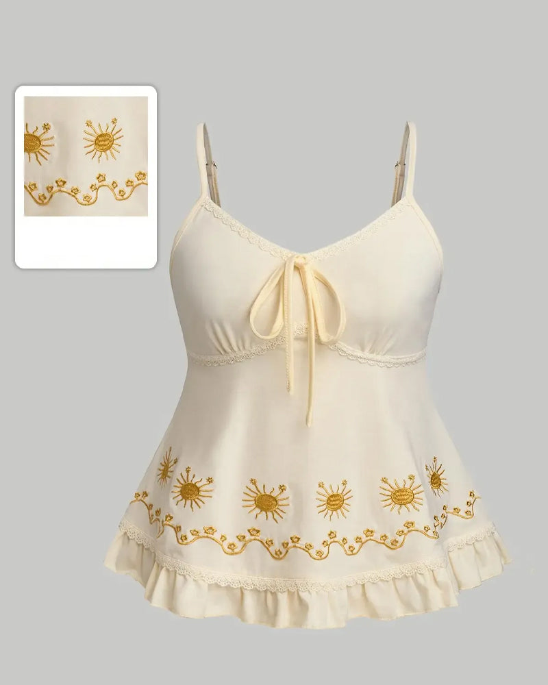 Haut Femme Fleurs Brodé