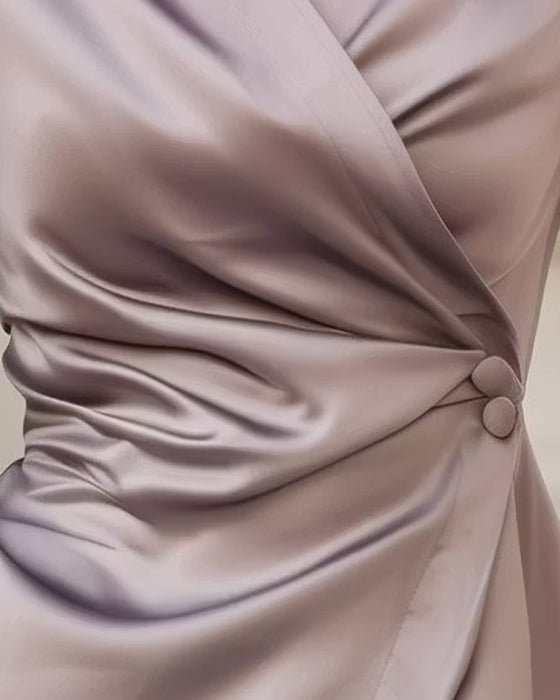 Haut Revers Croisé Taille Froncée Manches Longues