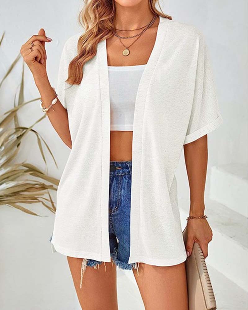 Manteau Manches Courtes Décontracté Unie