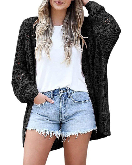 Cardigan Décontracté Manches Longues Découpé Pull