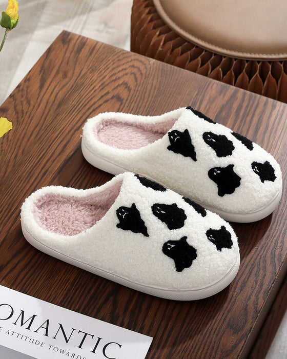 Chaussons En Peluche Pour Femmes à Motif Fantôme Cartoon Mignon
