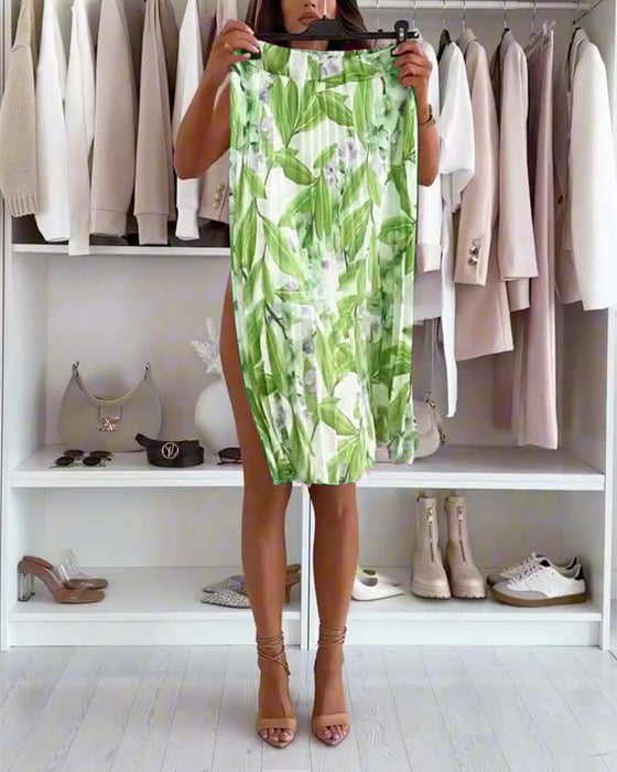 Jupe Plissée Accordéon Fleurie