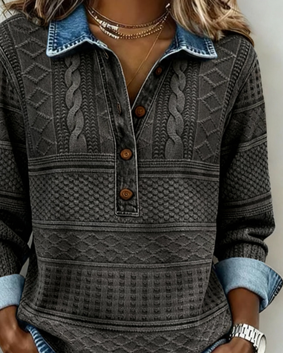 Sweat Tendance Demi-Boutonné Revers