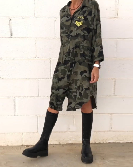 Robe à manches longues imprimée camouflage