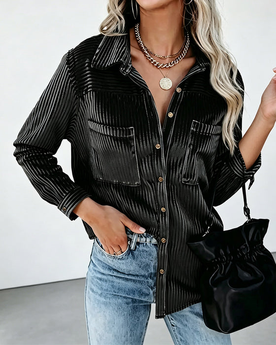 Chemise Poche Manches Longues Rayée