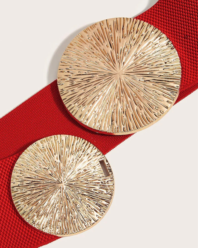 Ceinture Vintage Élastique Pour Femme Avec Boucle Dorée