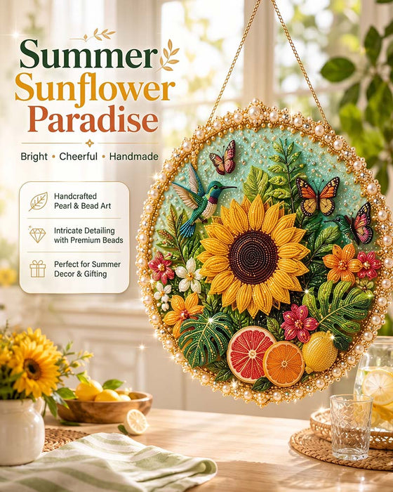 🌸🌻 Kit de Couronne Suspendue en Perles Artistiques pour les Quatre Saisons et les Fêtes 🍂🎄
