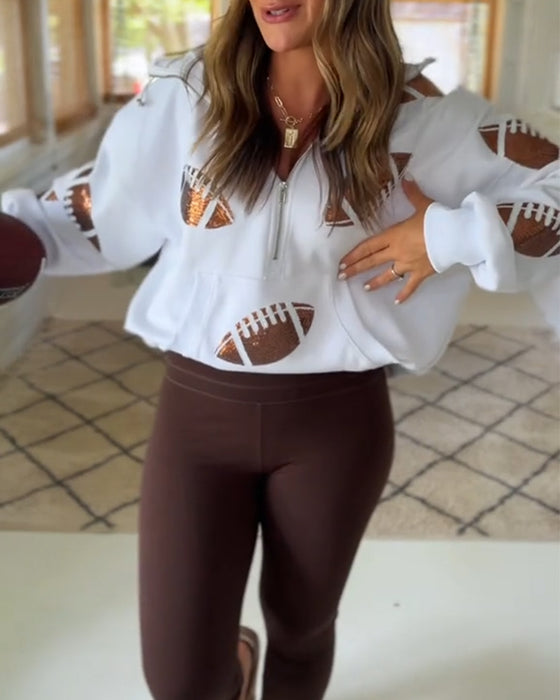 Sweat À Capuche Rugby Paillette