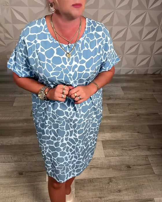 Robe décontractée imprimée col rond