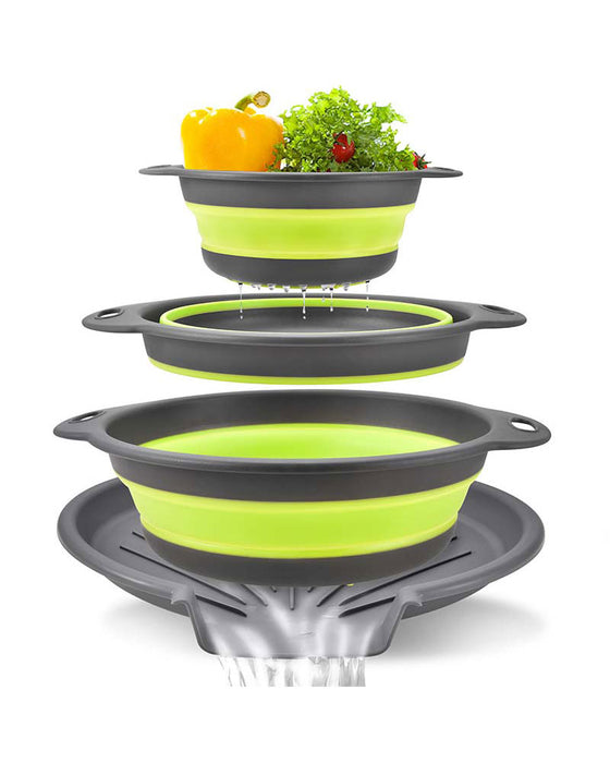 Ensemble Passoire Égouttoir De Cuisine Pliable Avec Plateau D'Égouttage