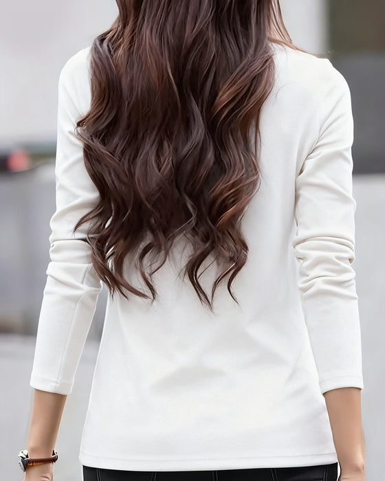 Haut Slim Fit Plissé Manches Longues