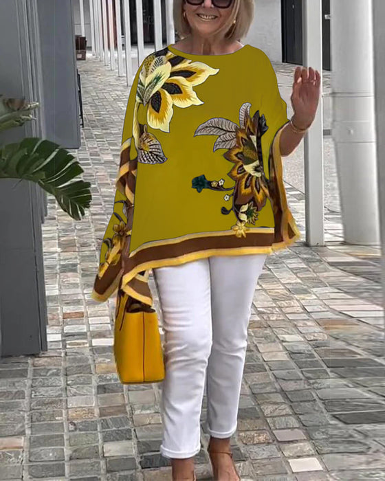 Blouse Imprimée Décontractée Et Ample