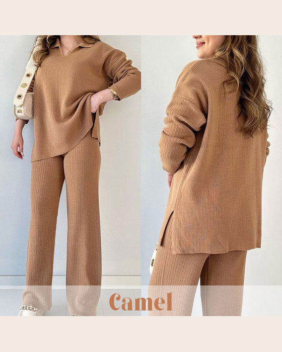 Ensemble De Deux Pièces Avec Caractéristiques Couleur Uni Et Tricot