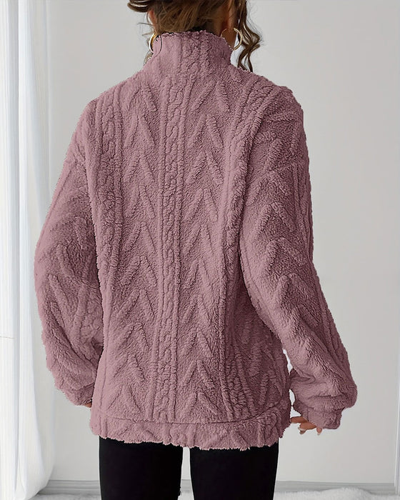 Sweatshirt Double Face Polaire Demi Fermeture Éclair