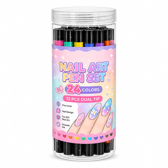Ensemble De 24 Stylos D'Art Ongulaire Double Embout