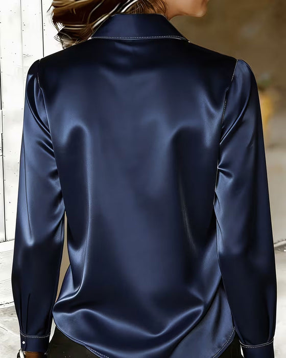 Chemise Revers Bloc De Couleur Décontractée