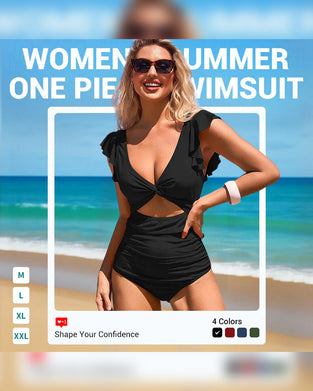 Maillot De Bain Une Pièce Sexy À Volants – Détail Volanté, Contrôle Du Ventre & Couleurs Vibrantes