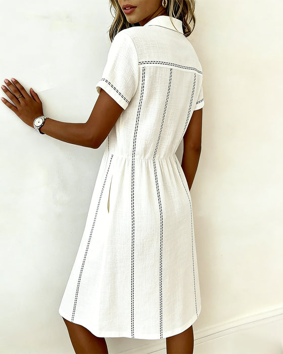 Robe Vertical Rayé Col