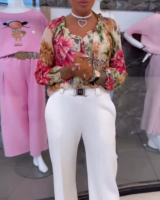 Chemisier Col V Imprimé Fleuri