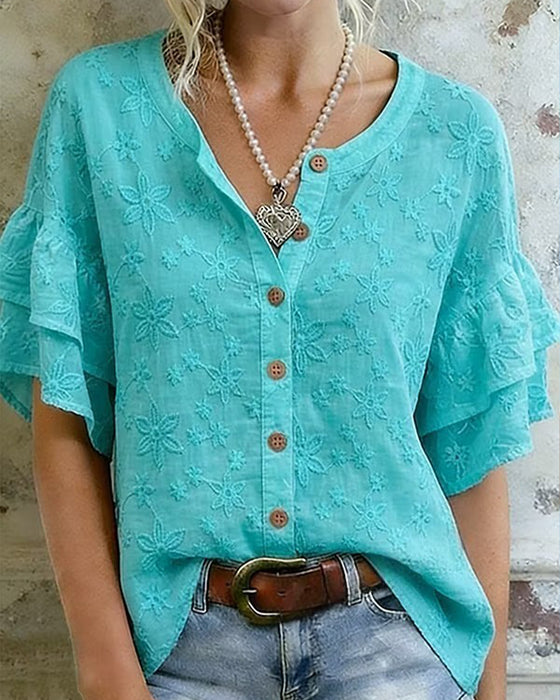Blouse Double Couche Volant Manche
