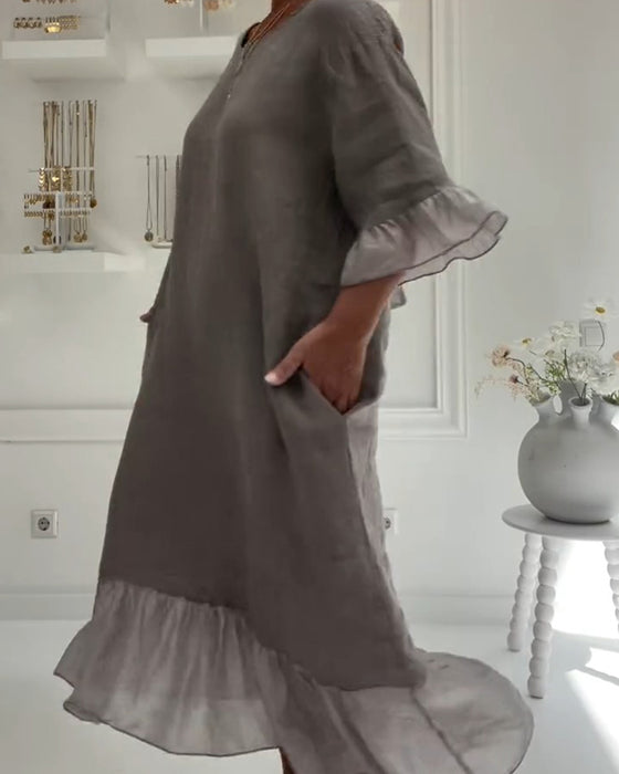 Robe Volant Poche Décontractée