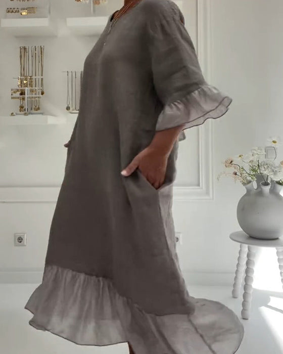 Robe Volant Poche Décontractée