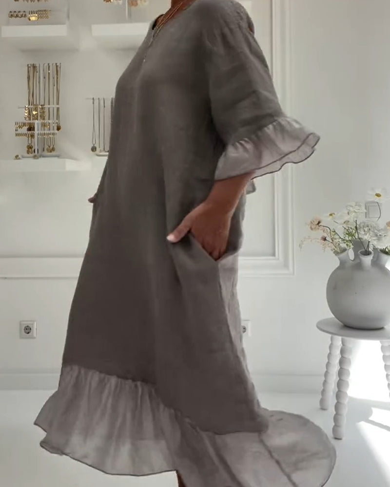 Robe Volant Poche Décontractée